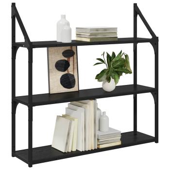Wandregal Schwarz Eichen-Optik 80 x 21 x 78,5 cm Holzwerkstoff