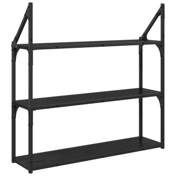 Wandregal Schwarz Eichen-Optik 80 x 21 x 78,5 cm Holzwerkstoff