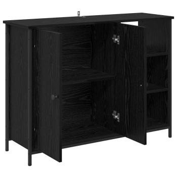Sideboard Schwarz Eichen-Optik 100 x 33 x 75 cm Holzwerkstoff