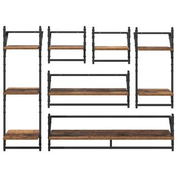 Wandregal-Set 6 pcs Altholz 100 x 25 x 30 cm Holzwerkstoff