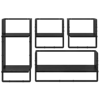 Wandregal-Set 4 pcs Schwarz Eichen-Optik 65 x 25 x 30 cm