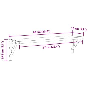 Wandregale 2 pcs Artisan-Eiche 60 x 15 x 15,5 cm Holzwerkstoff