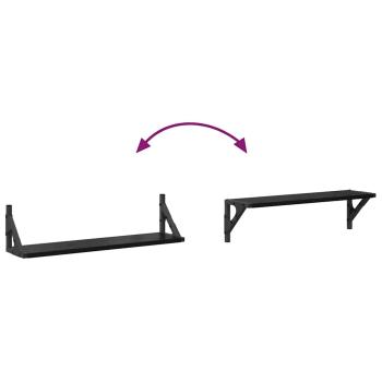 Wandregale 2 pcs Schwarz Eichen-Optik 60 x 15 x 15,5 cm
