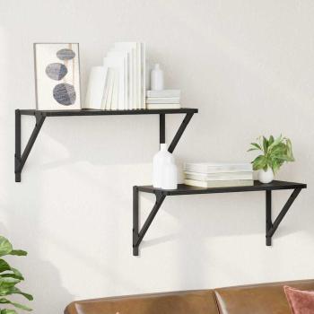 ARDEBO.de - Wandregale 2 pcs Schwarz Eichen-Optik 60 x 25 x 25,5 cm