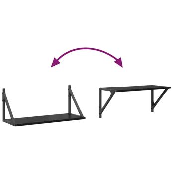Wandregale 2 pcs Schwarz Eichen-Optik 60 x 25 x 25,5 cm