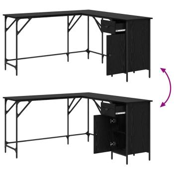 Schreibtisch Schwarz Eichen-Optik 141 x 141 x 75 cm