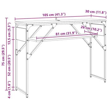 Konsolentisch Schwarz Eichen-Optik 105x30x75cm Holzwerkstoff