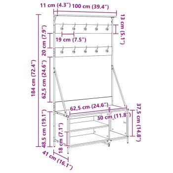 Kleiderständer Altholz 100 x 41 x 184 cm Holzwerkstoff