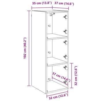 Wandschrank Schwarz Eichen-Optik 35 x 37 x 102 cm Holzwerkstoff