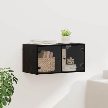 ARDEBO.de - Wandschrank Schwarz Eichen-Optik 68 x 37 x 35 cm Holzwerkstoff