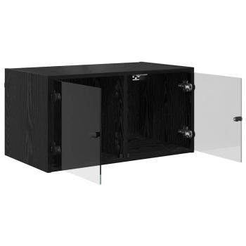 Wandschrank Schwarz Eichen-Optik 68 x 37 x 35 cm Holzwerkstoff