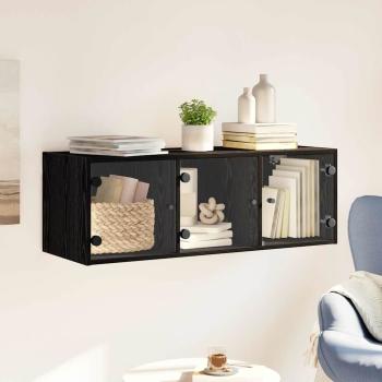 Wandschrank Schwarz Eichen-Optik 102 x 37 x 35 cm Holzwerkstoff