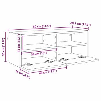 TV-Wandregal Artisan-Eiche 80 x 30 x 30 cm Holzwerkstoff