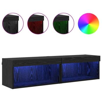 ARDEBO.de - Fernsehtische 2 pcs Schwarz Eichen-Optik 60 x 30 x 30 cm