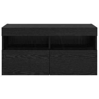 TV-Wandregal Schwarz Eichen-Optik 80 x 30 x 40 cm Holzwerkstoff