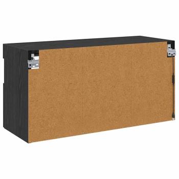 TV-Wandregal Schwarz Eichen-Optik 80 x 30 x 40 cm Holzwerkstoff