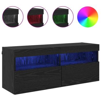 TV-Wandregal Wandmontiert Schwarz Eichen-Optik 100 x 30 x 40 cm