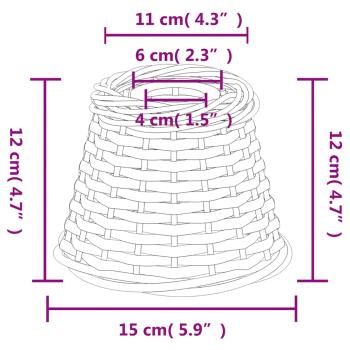 Lampenschirm Weiß Ø15x12 cm Korbweide