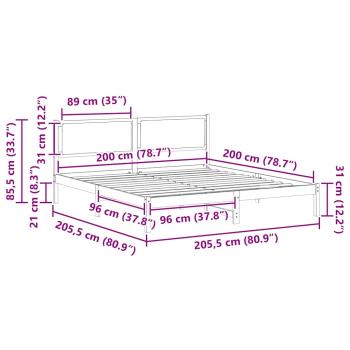 Bettrahmen Schwarz 200 x 200 cm Massives Kiefernholz