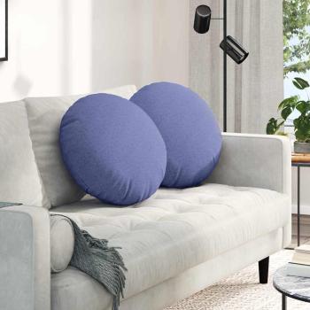 ARDEBO.de - Sitzkissen 2 pcs Jeans blau Ø50 x 19 cm Stoff