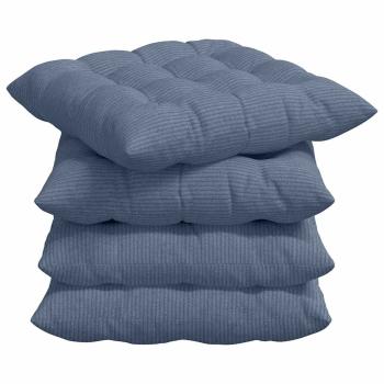 Sitzkissen 4 pcs Blau 40 x 40 x 6 cm Cordstoff