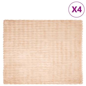 ARDEBO.de - Kunstfell Kaninchenfell Decke 4 pcs Beige 130 x 150 cm
