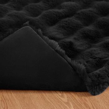 Kunstfell Kaninchenfell Decke 4 pcs Schwarz 220 x 240 cm