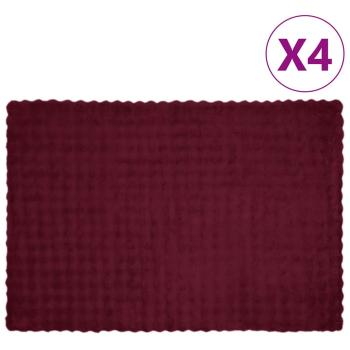 ARDEBO.de - Kunstfell Kaninchenfell Decke 4 pcs Bordeauxrot 150 x 220 cm