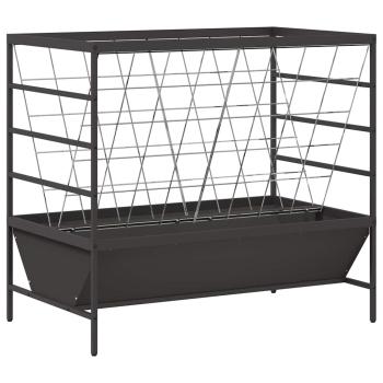 ARDEBO.de - Viehfutterspender Schwarz 100 x 60 x 90 cm Kaltgewalzter Stahl