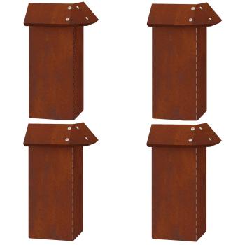 ARDEBO.de - Schneckenzaun 4 pcs Rostig 13,5 x 13,5 x 25 cm Wetterfeststahl