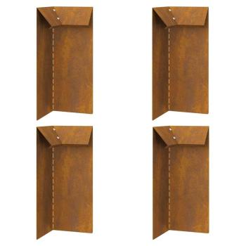 ARDEBO.de - Schneckenzaun 4 pcs Rostig 10 x 10 x 25 cm Wetterfeststahl
