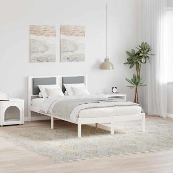 ARDEBO.de - Bettrahmen Hellgrau 120 x 200 cm Massives Kiefernholz