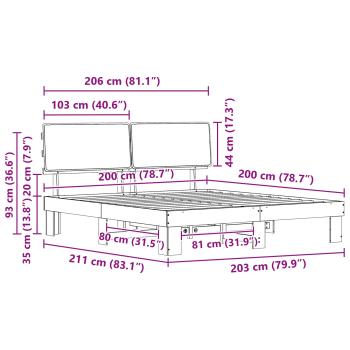 Bettgestell mit gepolstertem Kopfteil Dunkelgrau 200 x 200 cm