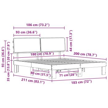 ARDEBO.de - Bettgestell mit gepolstertem Kopfteil Schwarz 180 x 200 cm