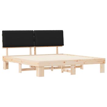 Bettgestell mit gepolstertem Kopfteil Schwarz 180 x 200 cm