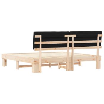 Bettgestell mit gepolstertem Kopfteil Schwarz 200 x 200 cm