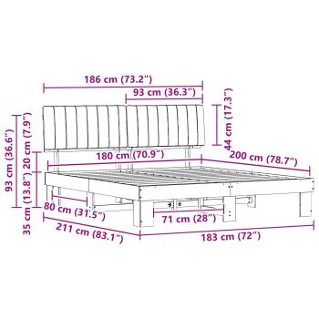 Bettgestell mit gepolstertem Kopfteil Dunkelgrau 180 x 200 cm