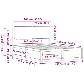 Bettgestell mit gepolstertem Kopfteil Taupe 140 x 190 cm