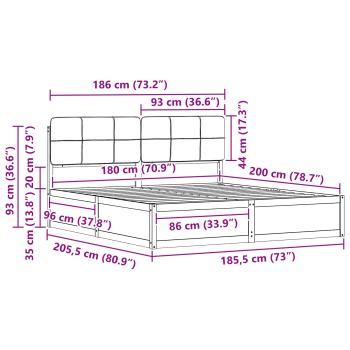 Bettgestell mit gepolstertem Kopfteil Hellgrau 180 x 200 cm