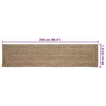 Teppich Geflecht Natur und Schwarz 60 x 250 cm Jute
