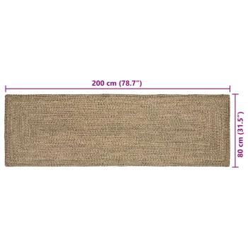Teppich Geflecht Natur und Schwarz 80 x 200 cm Jute