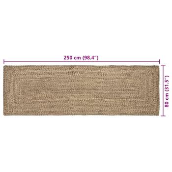 Teppich Geflecht Natur und Schwarz 80 x 250 cm Jute