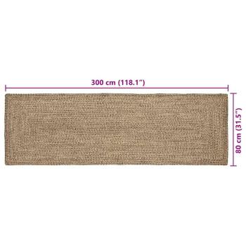 Teppich Geflecht Natur und Schwarz 80 x 300 cm Jute