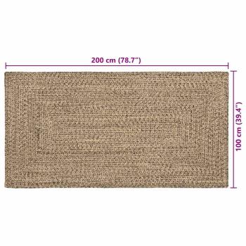 Teppich Geflecht Natur und Schwarz 100 x 200 cm Jute