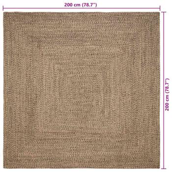 Teppich Geflecht Natur und Schwarz 200 x 200 cm Jute