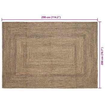 Teppich Geflecht Natur und Schwarz 200 x 290 cm Jute