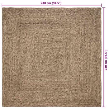 Teppich Geflecht Natur und Schwarz 240 x 240 cm Jute