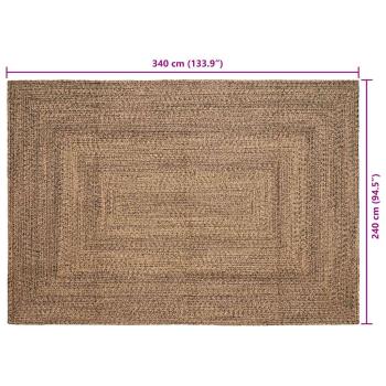 Teppich Geflecht Natur und Schwarz 240 x 340 cm Jute
