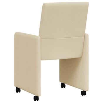 Esszimmerstühle mit Rädern 2 pcs Creme 57 x 66 x 94 cm Stoff