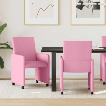 ARDEBO.de - Esszimmerstühle mit Rädern 2 pcs Rosa 57 x 66 x 94 cm Stoff